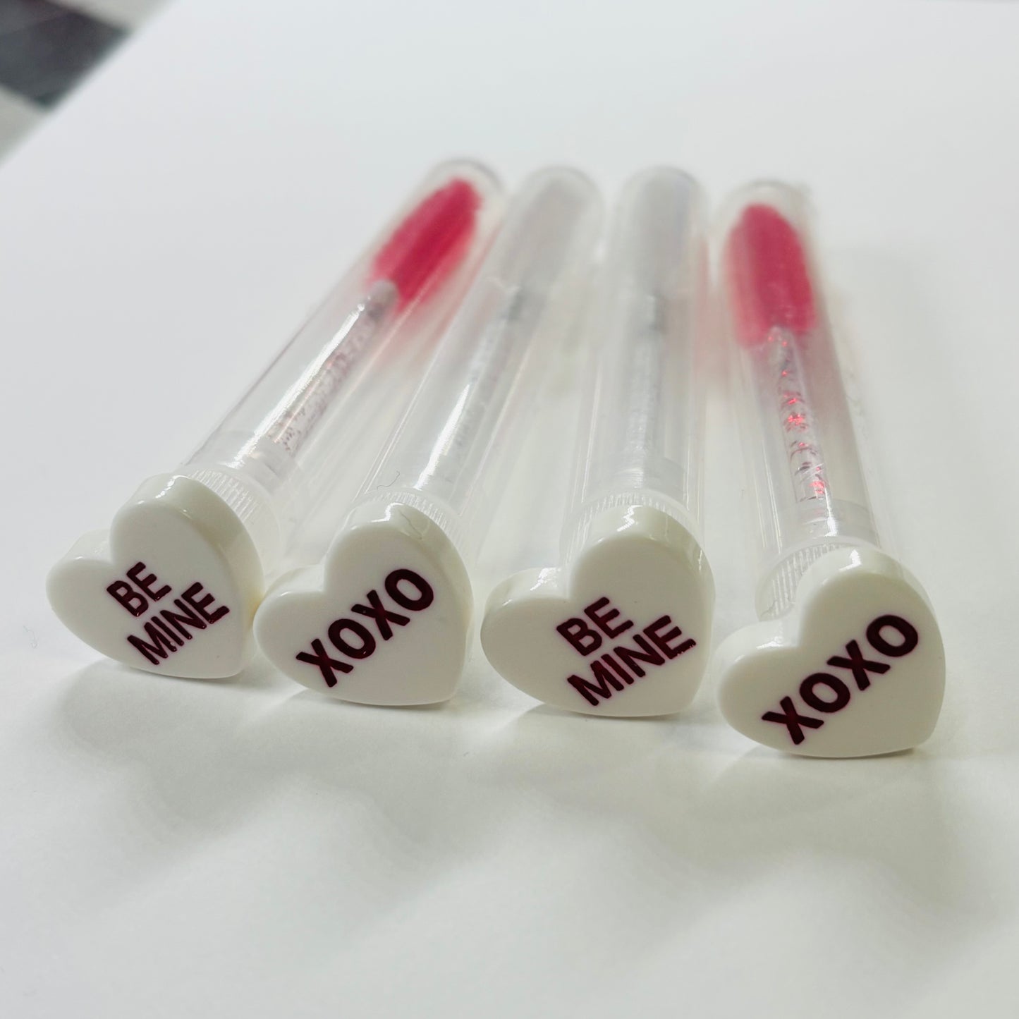 Lash Extension Spoolie Brush with Cover / Price for 1- red & white conversation hearts