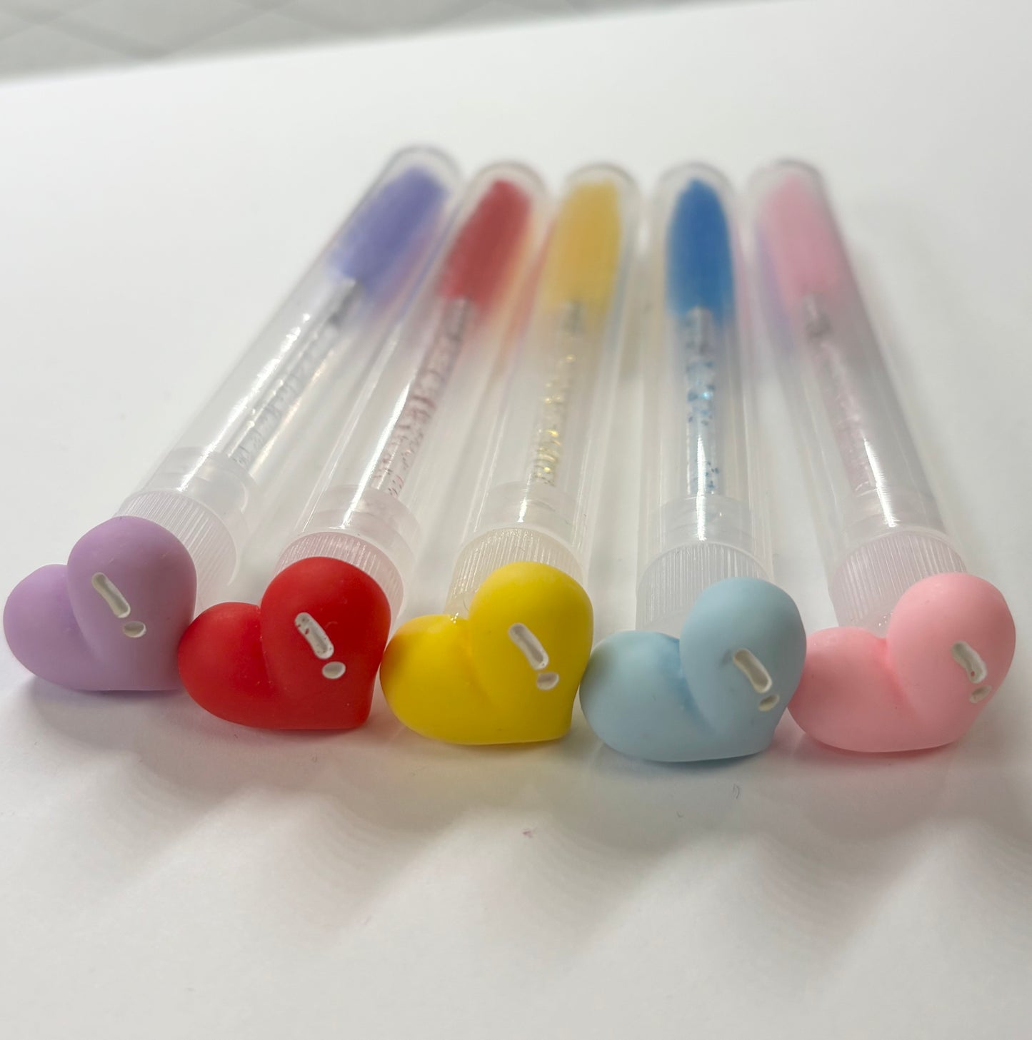 Lash Extension Spoolie Brush with Cover / Price for 1- colored hearts with highlights