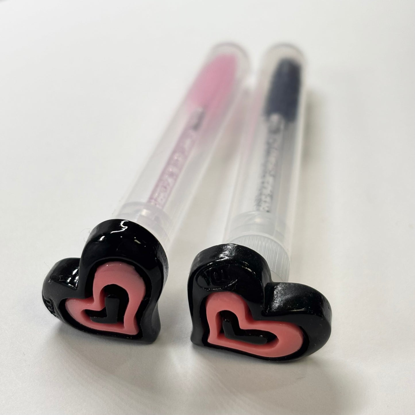Lash Extension Spoolie Brush with Cover / Price for 1- large pink and black hearts