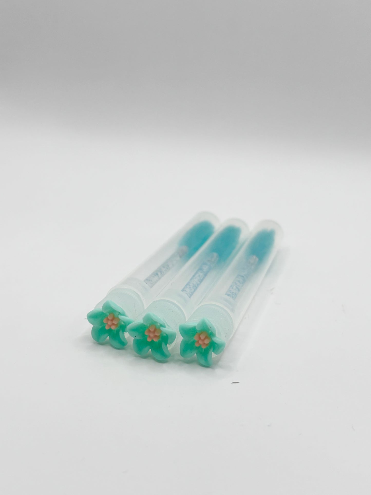 Lash Extension Spoolie Brush with Cover / Price for 1 - tropical teal flower