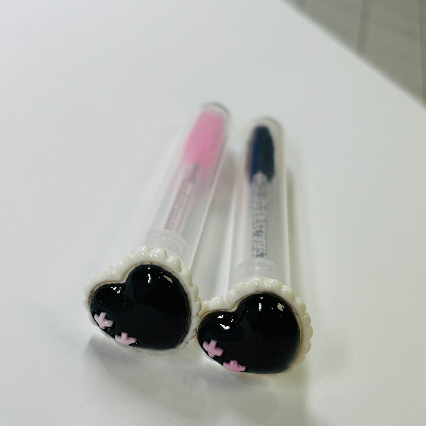 Lash Extension Spoolie Brush with Cover / Price for 1- black & white hearts