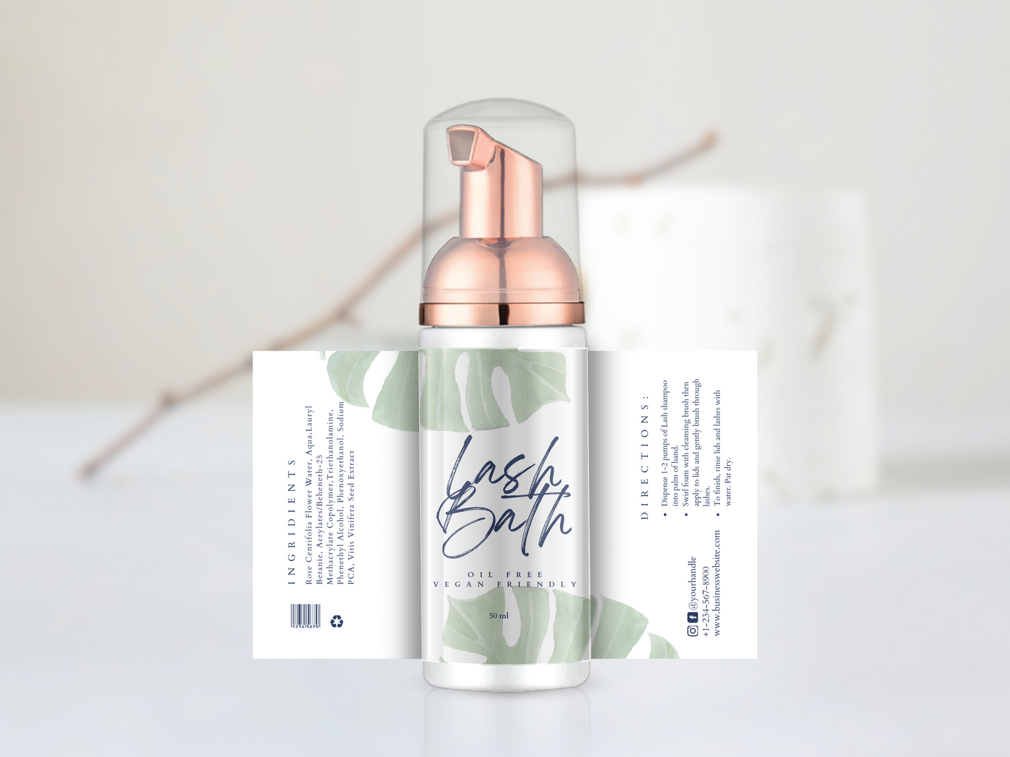 TROPICAL GREENS CUSTOM SHAMPOO LABELS | WATERPROOF | MINIMUM ORDER IS 6 labels | PROOF SENT BEFORE PRINTING