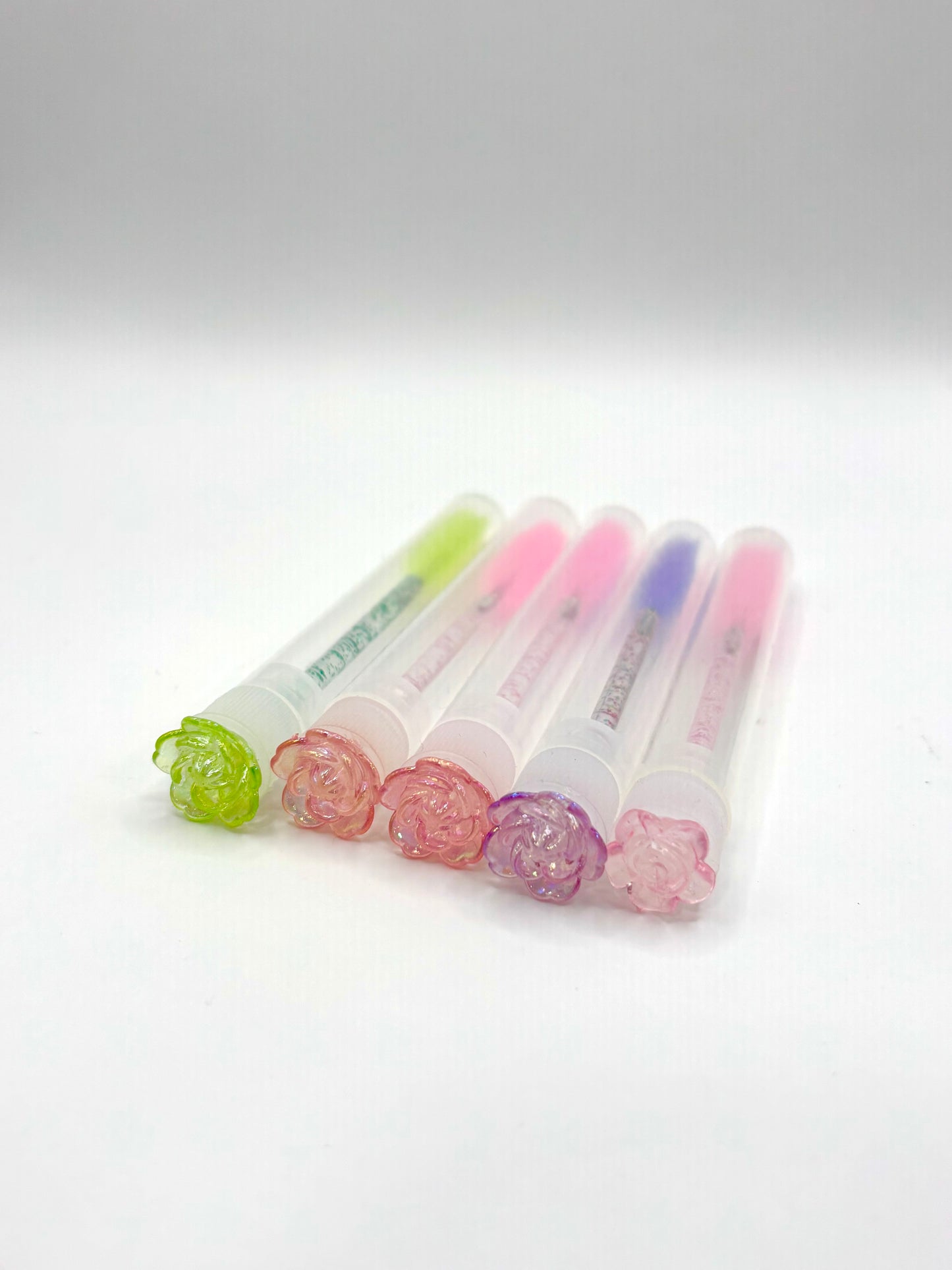 Lash Extension Spoolie Brush with Cover / Price for 1 - translucent roses/ random color