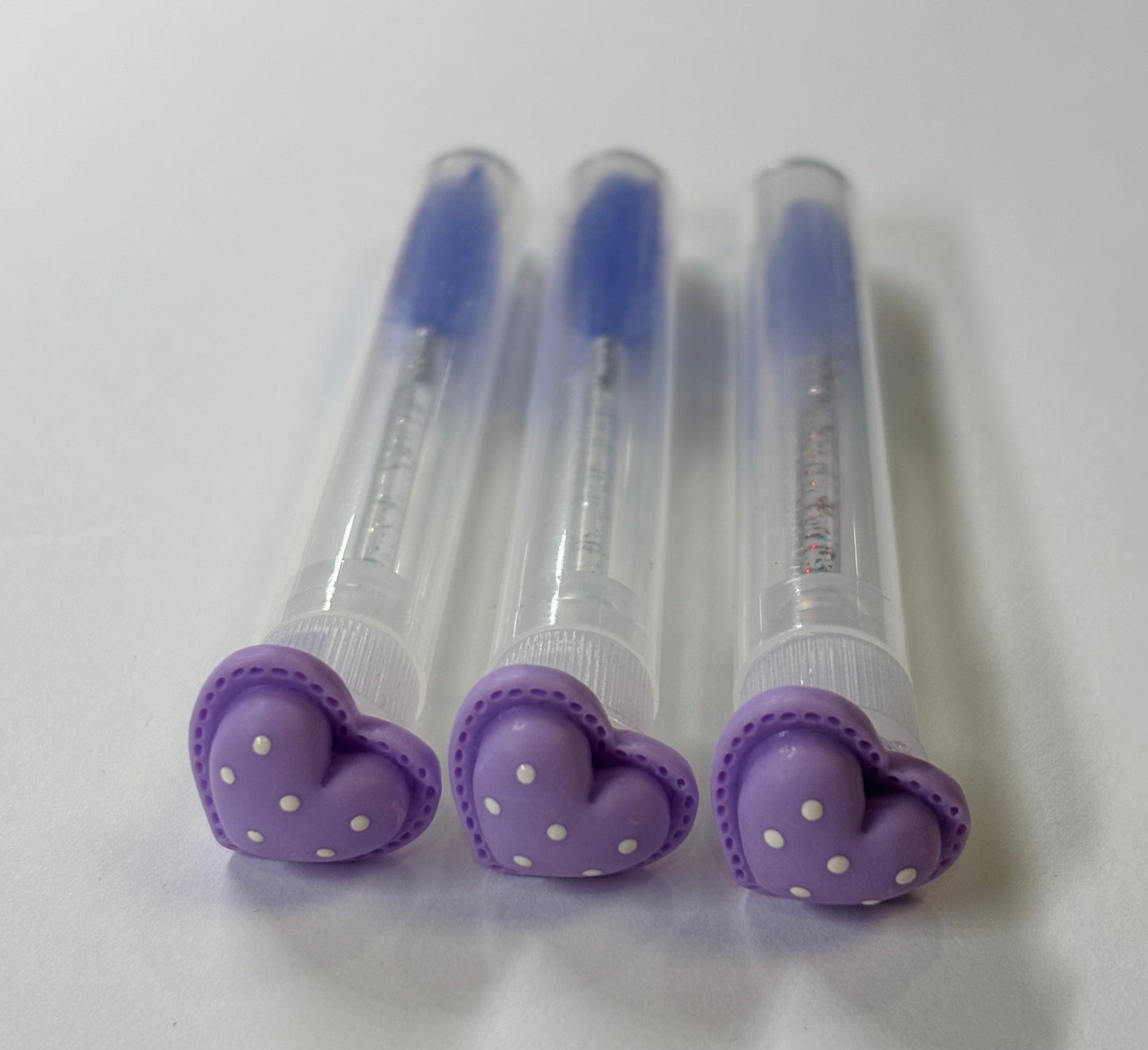 Lash Extension Spoolie Brush with Cover / Price for 1- purple polka dot hearts