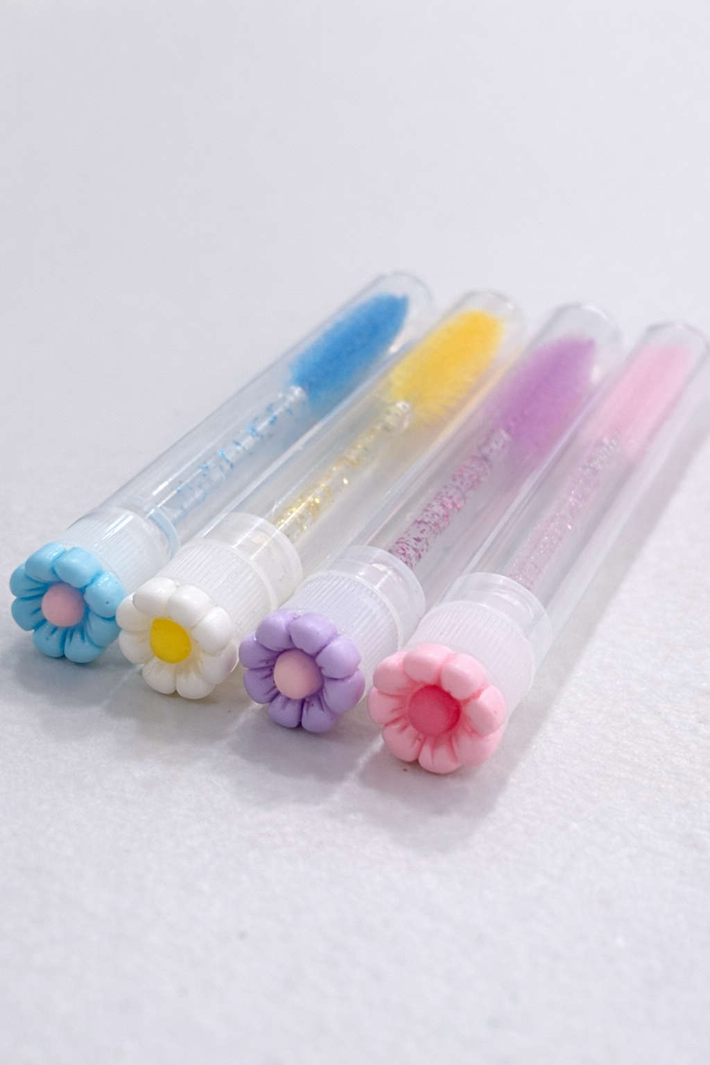 Lash Extension Spoolie Brush with Cover / Price for 1 - colorful flowers/ color may vary