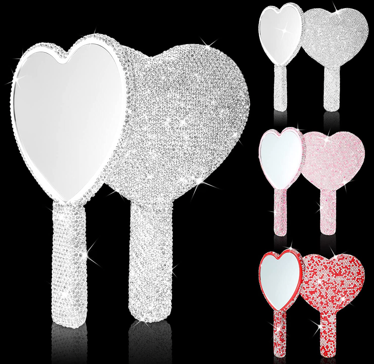 Rhinestone Heart Hand Mirror / price for 1 mirror