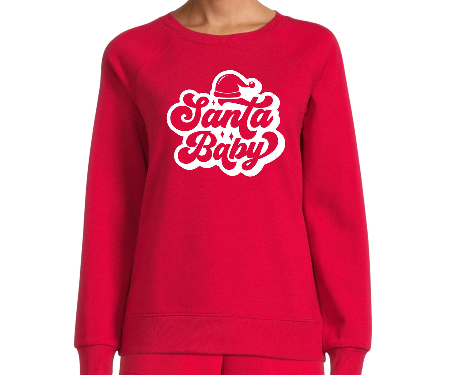 SWEATSHIRT or T-SHIRT- Santa baby ( red , vinyl print )