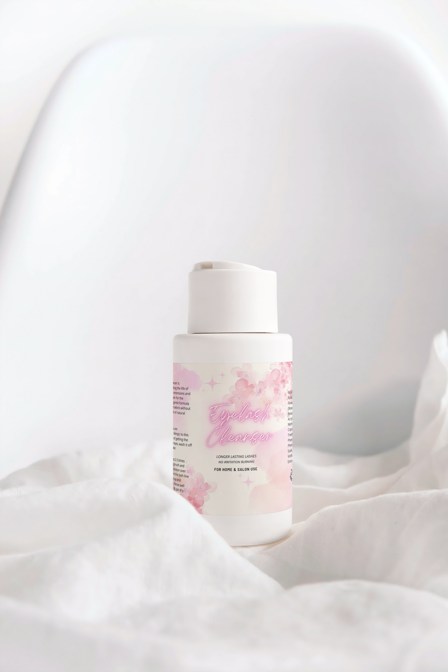 PINK HOLOGRAPHIC LASH SHAMPOO LABELS | 3.5" x 2.4" | NO SHAMPOO SIZE | PROLONG INGREDIENT LIST INCLUDED