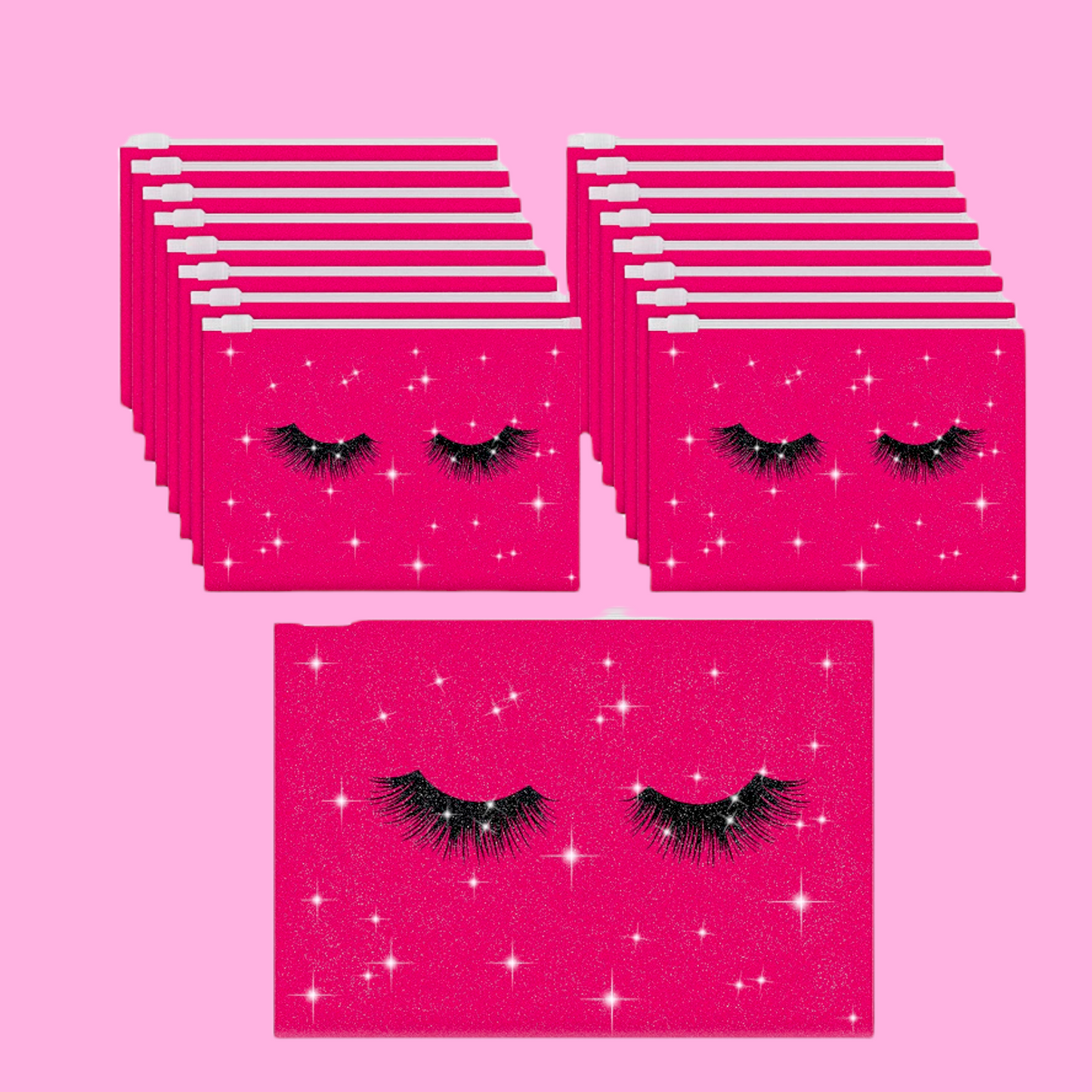 Sparkly Pink Small Makeup Pouches ( 6x4 in. )