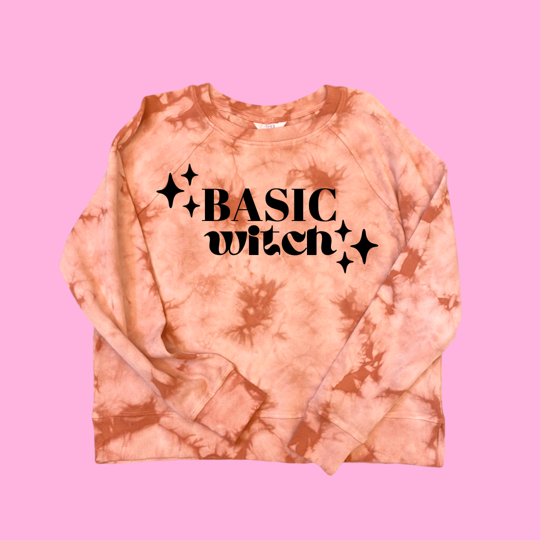 SWEATSHIRT - HALLOWEEN -basic witch ( orange, tie dye )