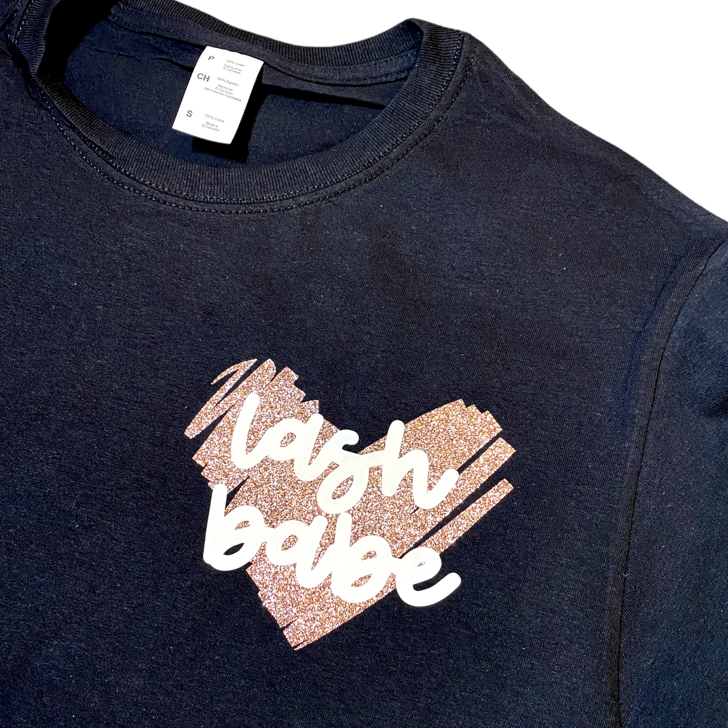 T-SHIRT - LASH BABE , GLITTER HEART ( relaxed fit, vinyl print )