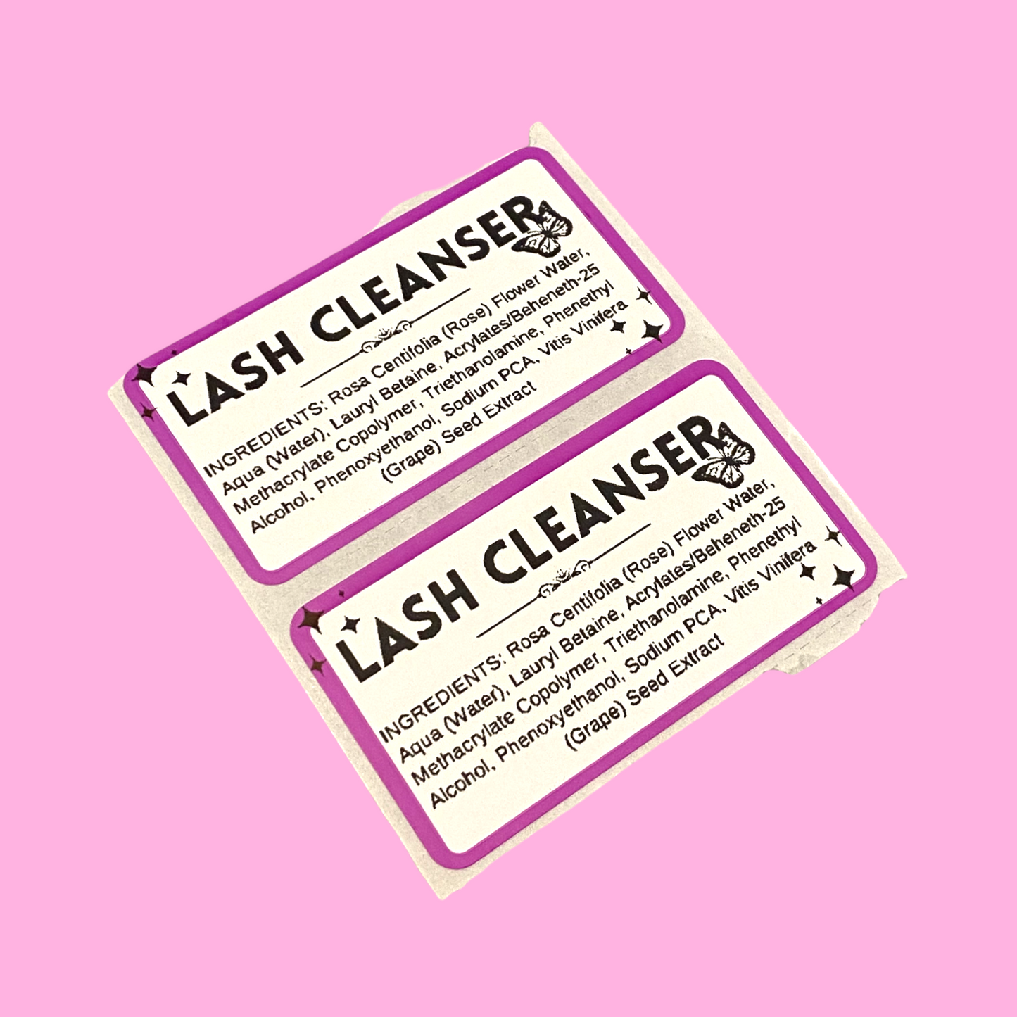 COLORED PROLONG LASH SHAMPOOI CLEANSER INGREDIENT LABELS