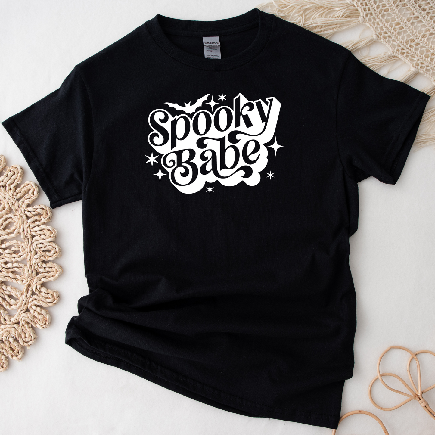 SWEATSHIRT or T-SHIRT- HALLOWEEN -spooky babe ( black , vinyl print )