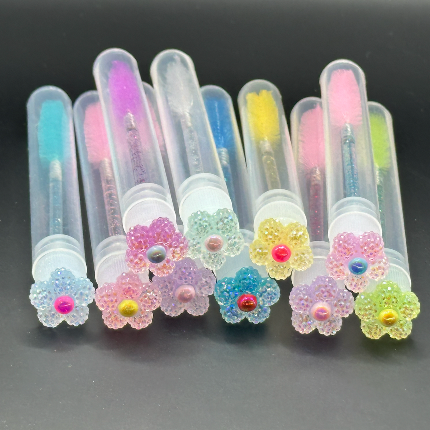 Regular Eyelash Wands with Cover - Sparkly Flowers
