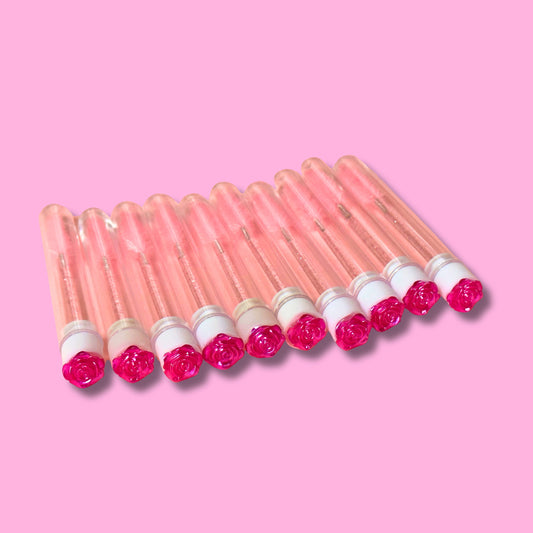 Pink Rose Glitter Pink Eyelash Wands with Cover
