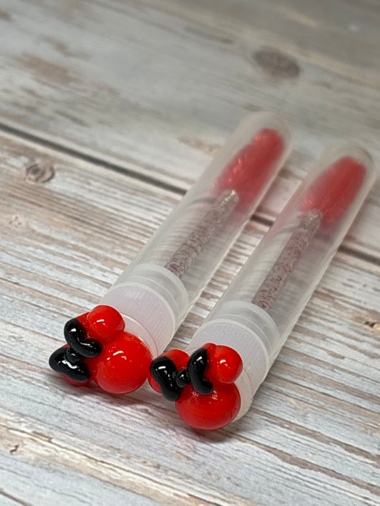 Lash Extension Spoolie Brush with Cover / Price for 1 - red mouse ears
