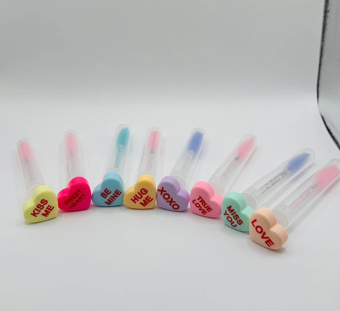 Lash Extension Spoolie Brush with Cover  / Price for 1- colored conversation hearts