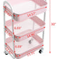 Clearance-Makeup Cart, Movable Rolling Organizer Cart, 3 Tier Metal Utility Cart, White - Pink
