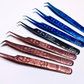 Fiber Tip tweezers - blue, black & rose gold