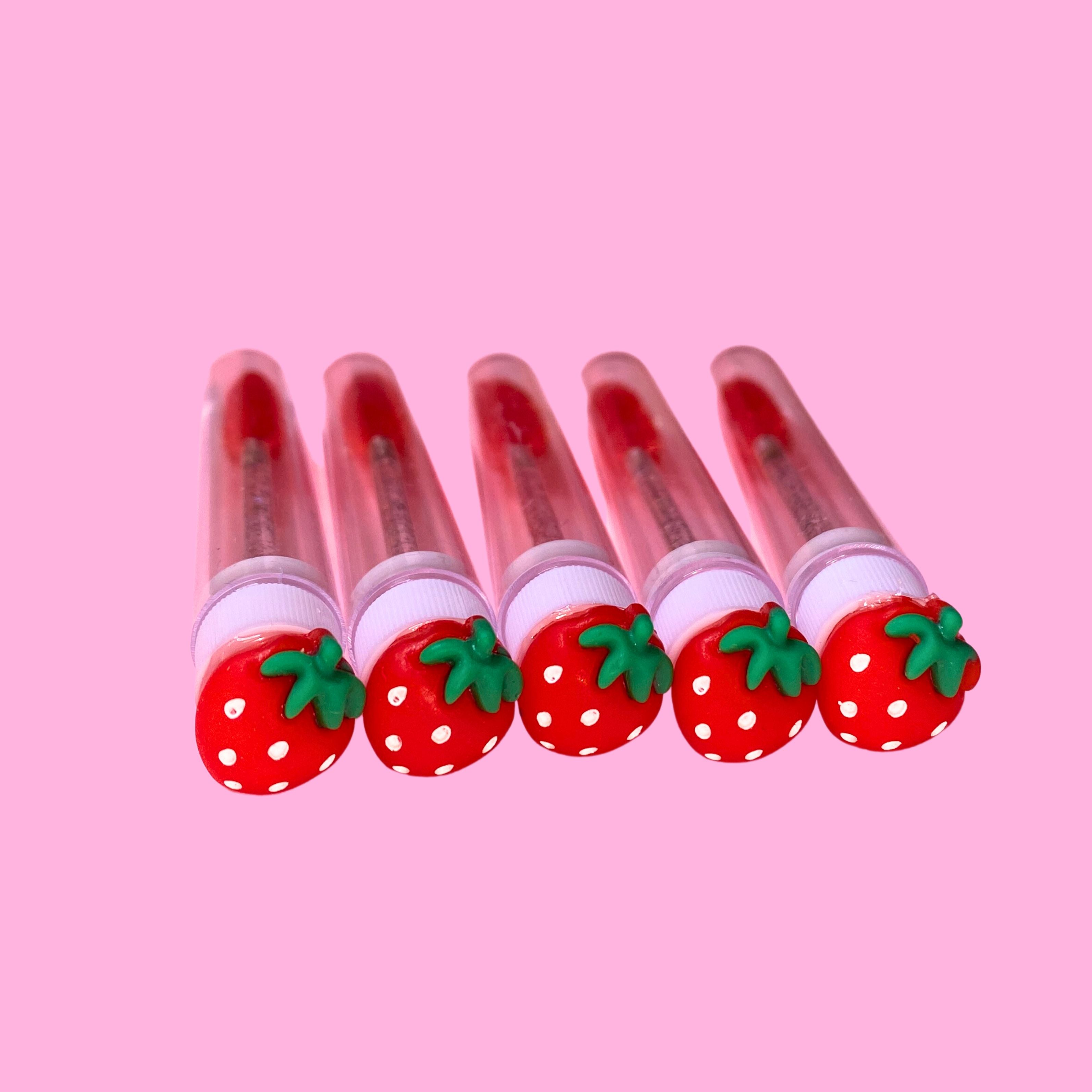 Strawberry Glitter Eyelash Wands with Cover