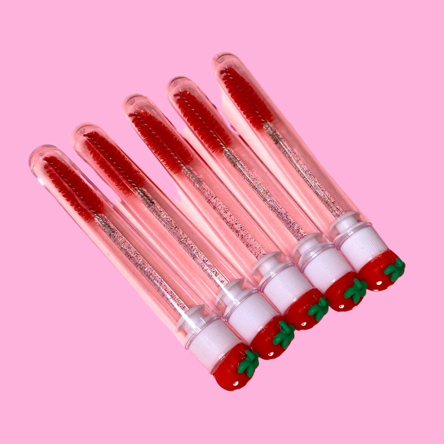 Strawberry Glitter Eyelash Wands with Cover