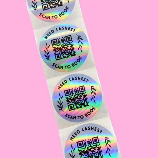 2" round holographic stickers -  with custom QR code