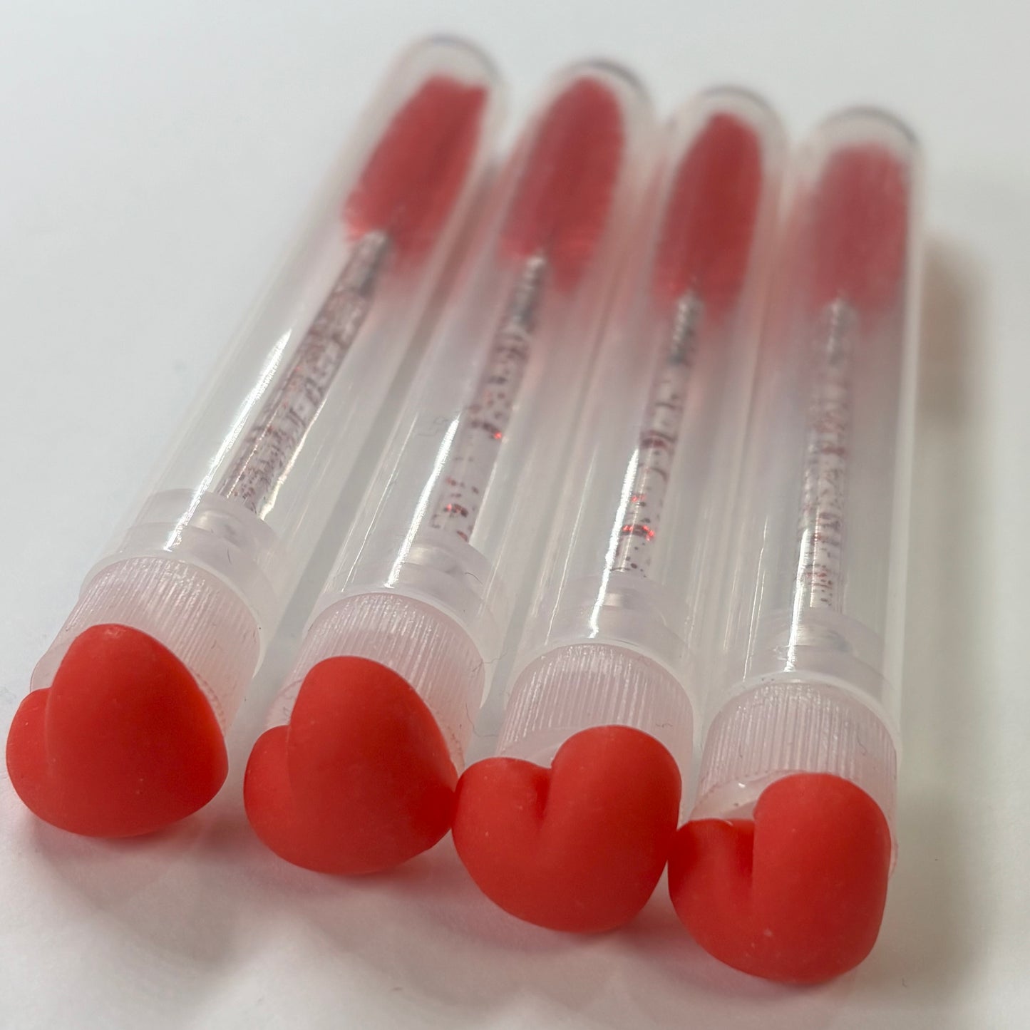 Lash Extension Spoolie Brush with Cover  / Price for 1-  small red matte hearts