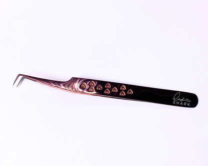 Fiber Tip tweezers - blue, black & rose gold
