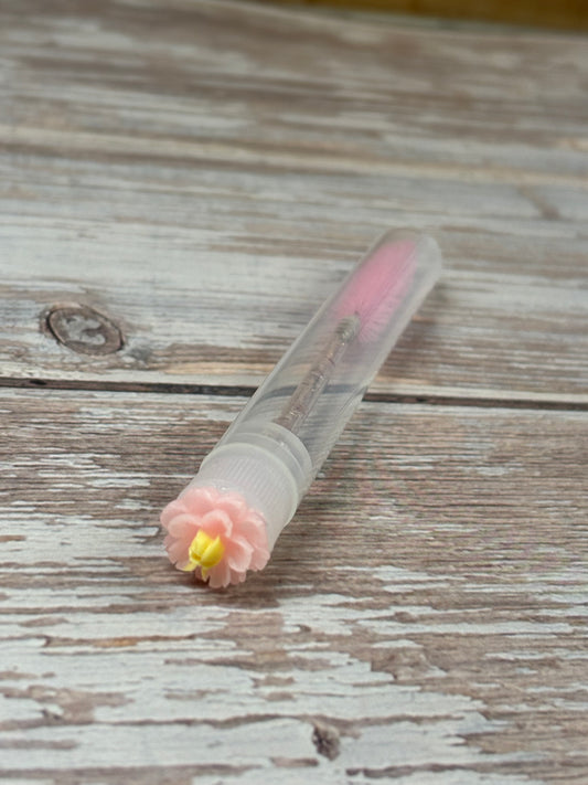 Lash Extension Spoolie Brush with Cover  / Price for 1-  pink flower