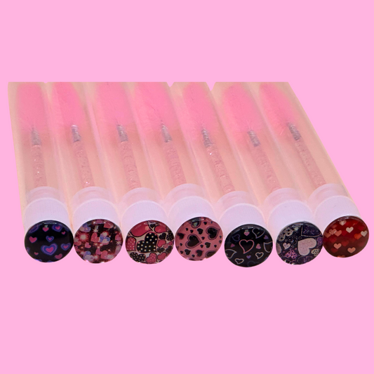 Glitter Eyelash Wands with Cover  - Printed Hearts