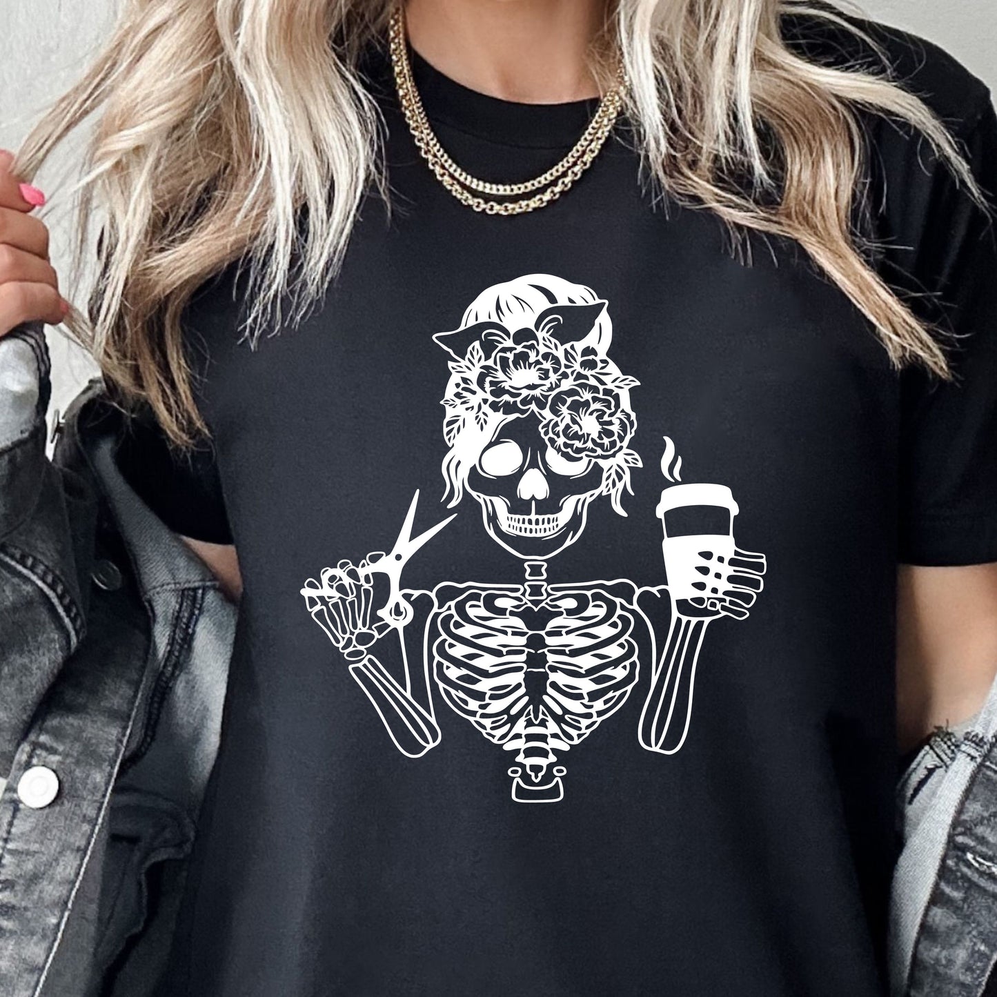 sweatshirt or t-shirt - hairstylist skeleton