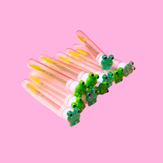 Frogs Glitter Eyelash Wands with Cover - Yellow