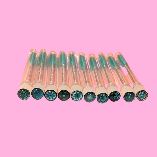 Turquoise Glitter Eyelash Wands with Cover