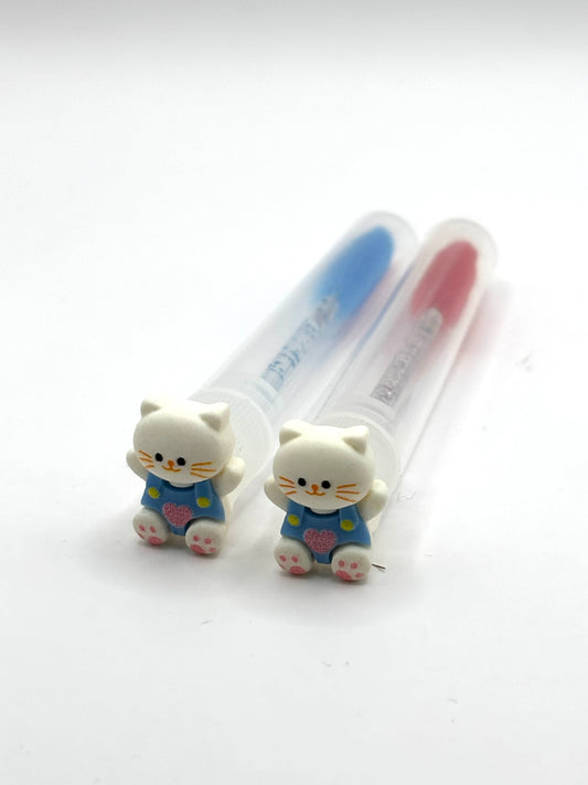 Lash Extension Spoolie Brush with Cover / Price for 1  - white cats in blue shirts