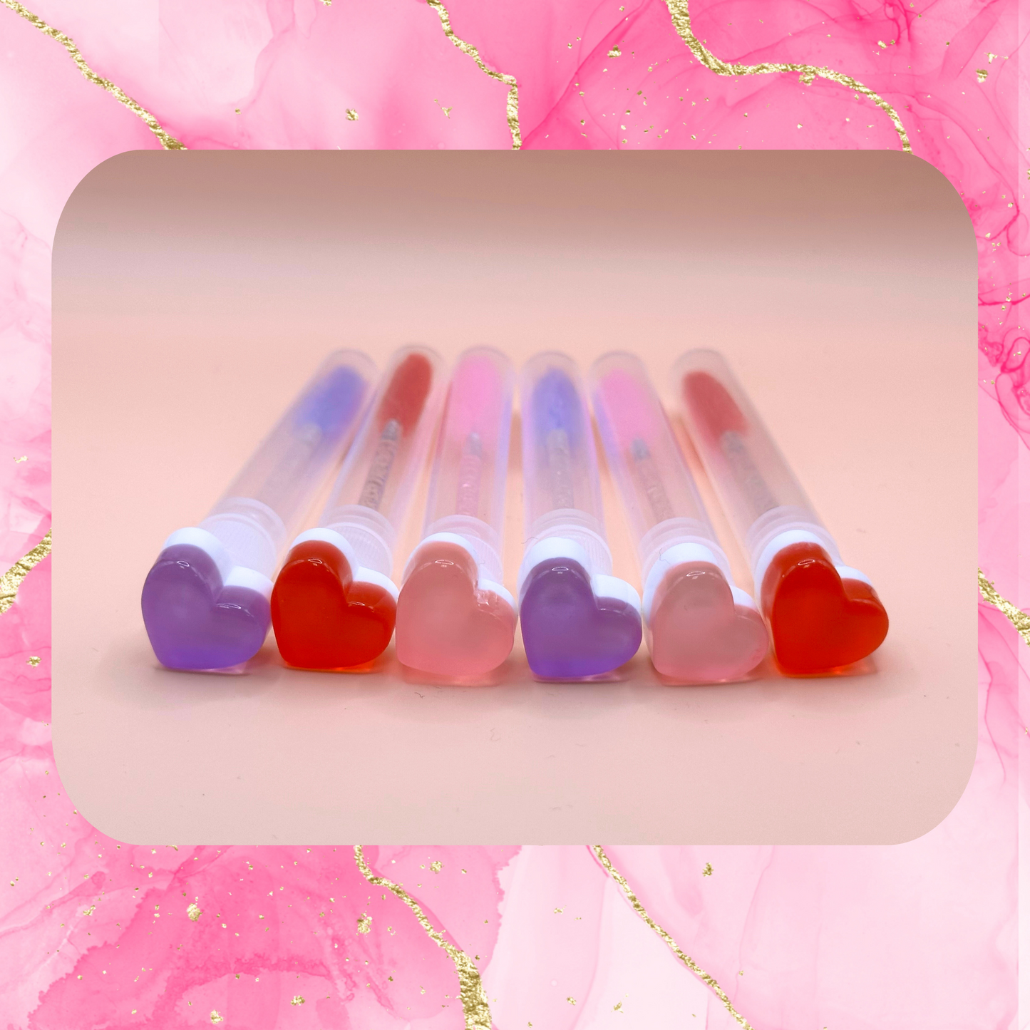 Glitter Eyelash Wands with Cover  - rainbow pastel hearts