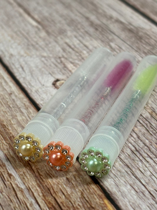 Lash Extension Spoolie Brush with Cover  / Price for 1-  Pearl Flower