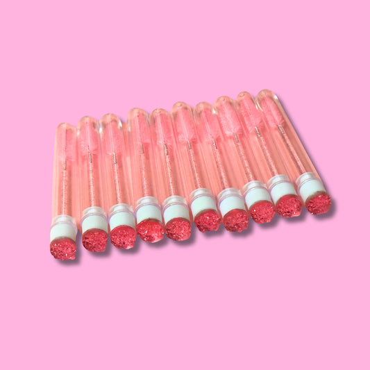 Pink Glitter Pink Eyelash Wands with Cover