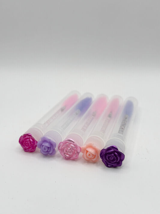 Lash Extension Spoolie Brush with Cover  - pink / purple roses mix / pack of 5