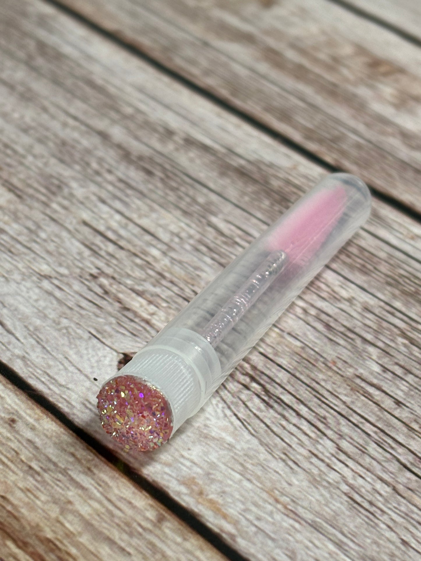 Lash Extension Spoolie Brush with Cover  / Price for 1-  pink glitter