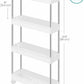 Clearance-Slim Storage Cart, 4-Tier Rolling Cart, Narrow Utility Cart on Wheels, 6 Hooks, 360° Swivel Wheels, Lockable, Steel Frame, Bathroom, Kitchen, Office, Cloud White