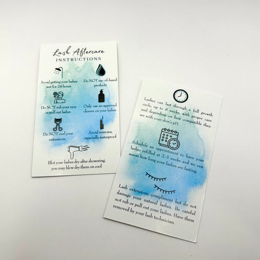 Double Sided Size 3.5 x 2 inches Blue Aftercare cards