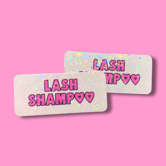 Clear Rectangle Sparkle Lash Shampoo Labels | 2.5" x 1"