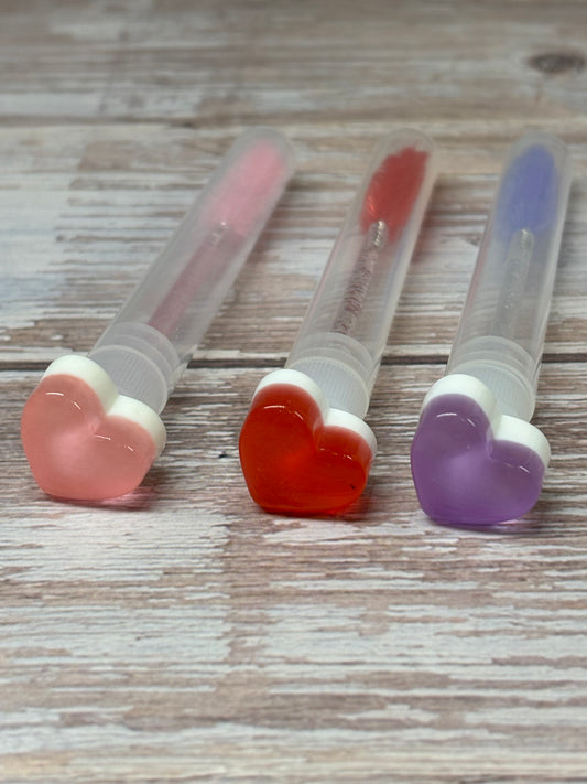Lash Extension Spoolie Brush with Cover  / Price for 1-  pink/purple/red hearts