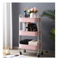 Clearance-Makeup Cart, Movable Rolling Organizer Cart, 3 Tier Metal Utility Cart, White - Pink