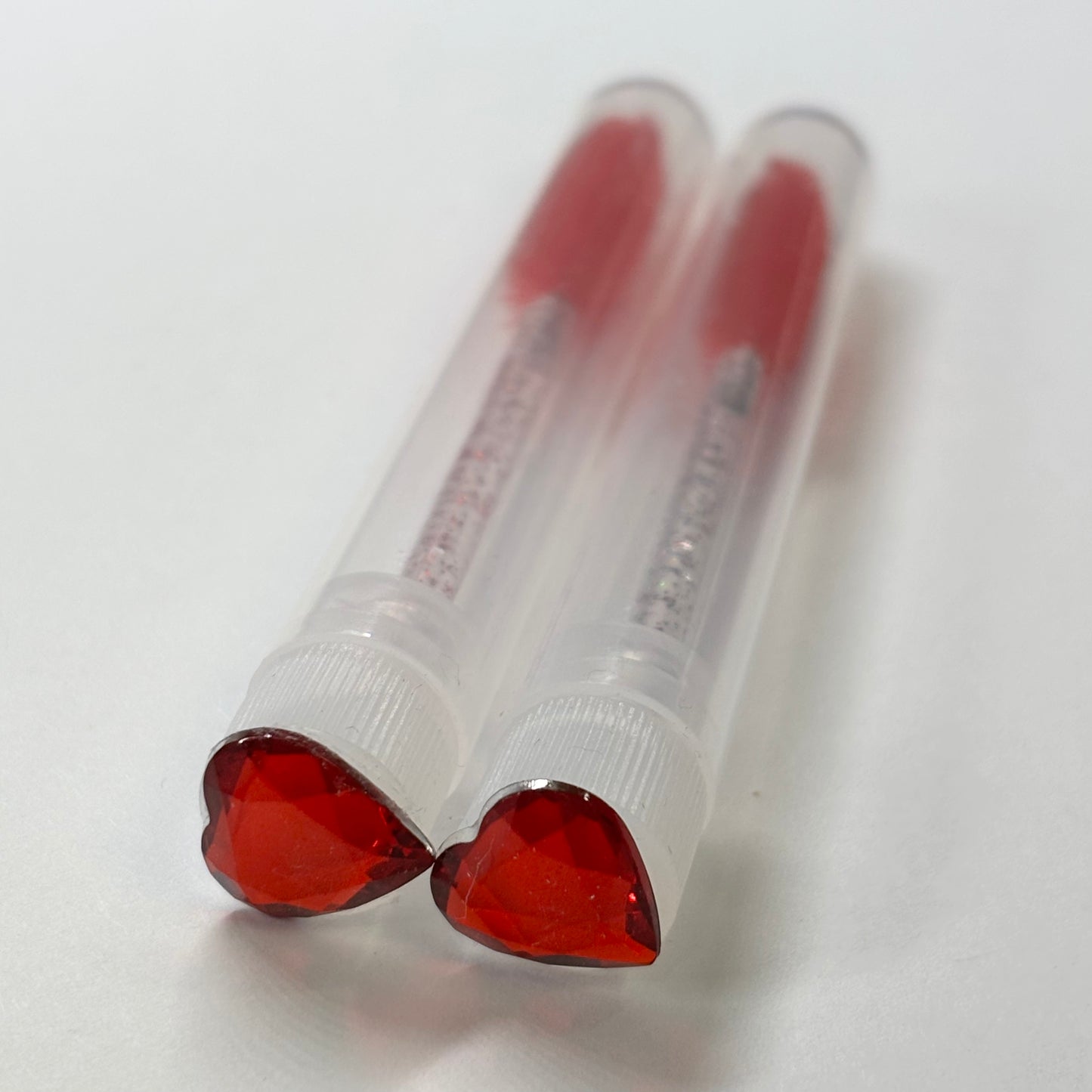 Lash Extension Spoolie Brush with Cover  / Price for 1- crystal red hearts