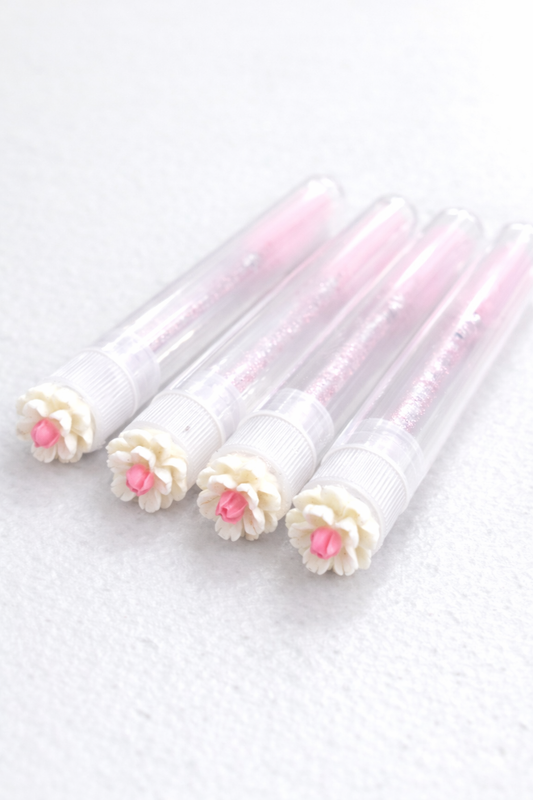 Lash Extension Spoolie Brush with Cover / Price for 1  - white flowers