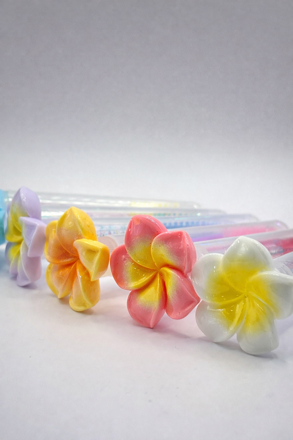 Lash Extension Spoolie Brush with Cover / Price for 1  - plumeria / Hawaiian flower
