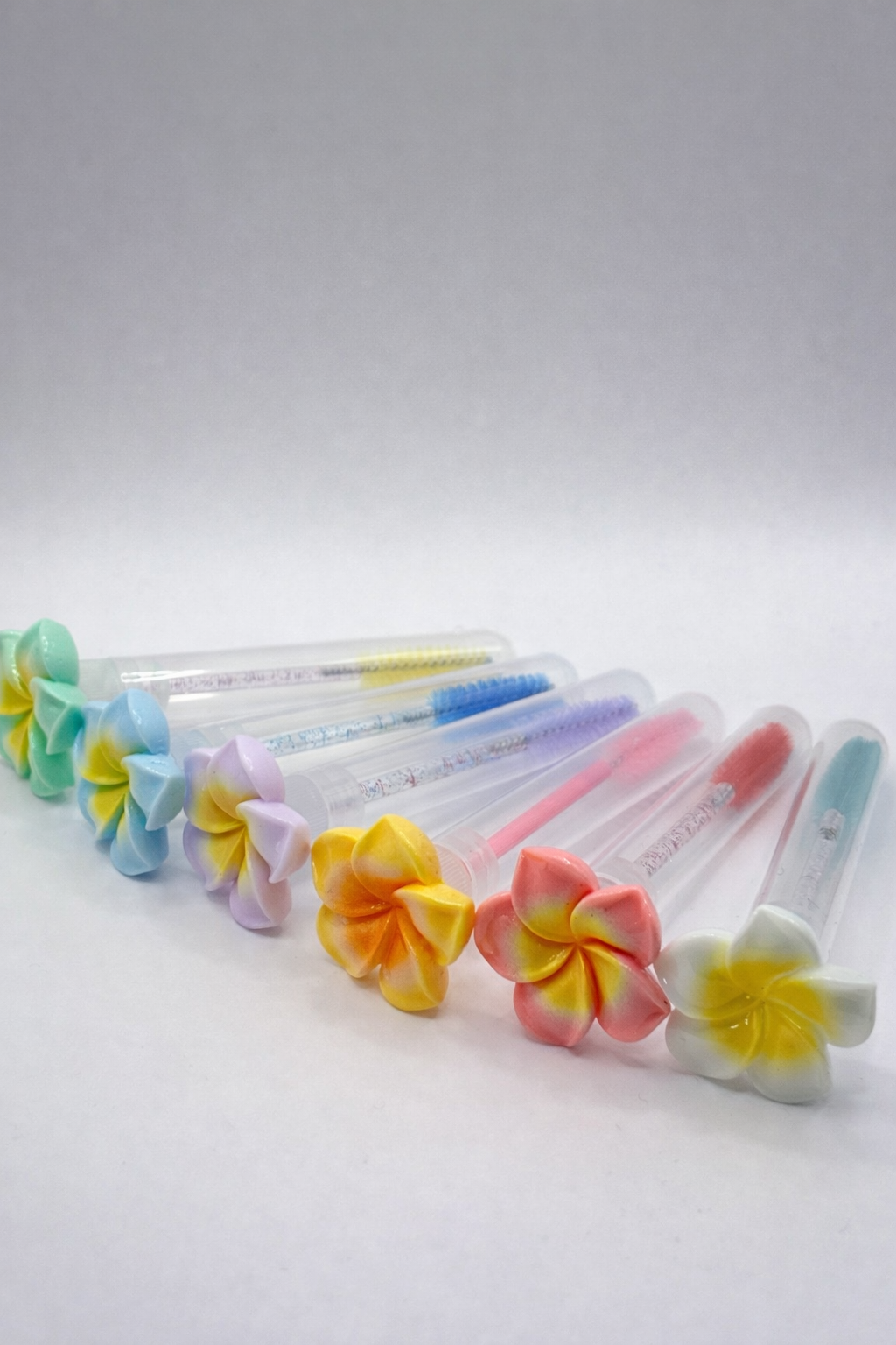 Lash Extension Spoolie Brush with Cover / Price for 1  - plumeria / Hawaiian flower