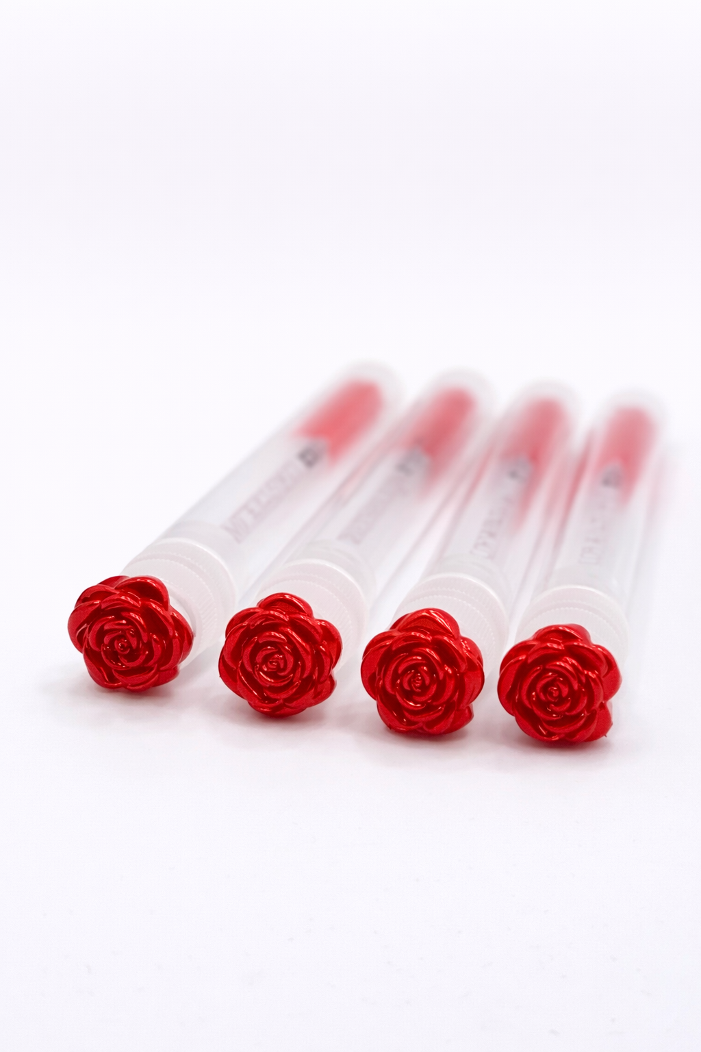 Lash Extension Spoolie Brush with Cover - shiny red roses / pack of 5
