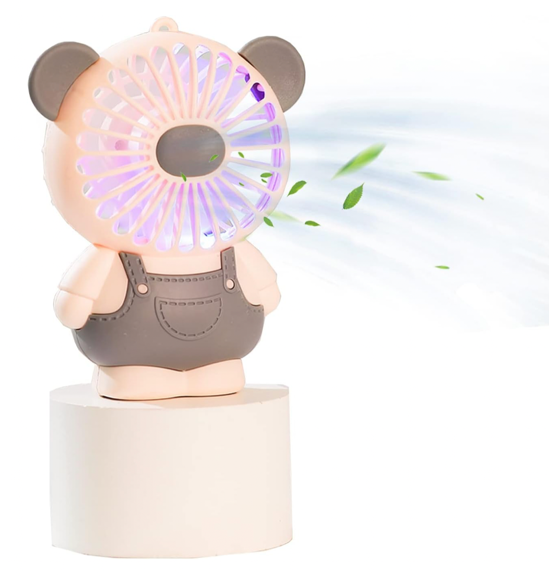 Mini Bear Handheld Fan, Portable Fan, USB Rechargeable Battery, 2-Speed